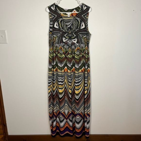 Chico’s maxi dress multicolor sleeveless pullover geometric size 2 (12) - Picture 1 of 9